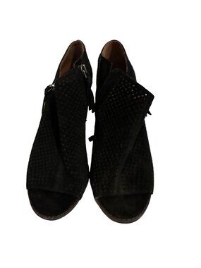 LUCKY BRAND Black Suede Bootie Wedges Size 39/9